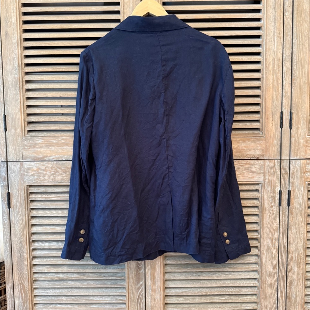Quince Navy 100% Linen Blazer | L